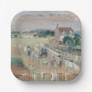 Plato De Papel Berthe Morisot - Colgando la lavandería para secar