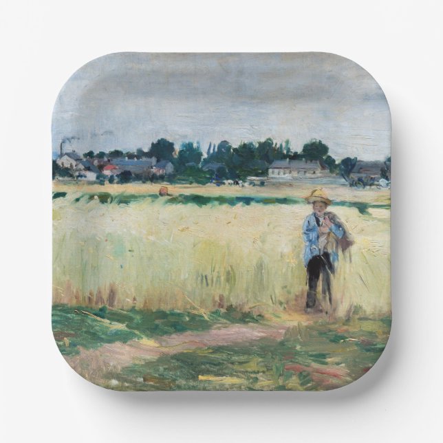 Plato De Papel Berthe Morisot - En el Wheatfield en Gennevillier (Anverso)
