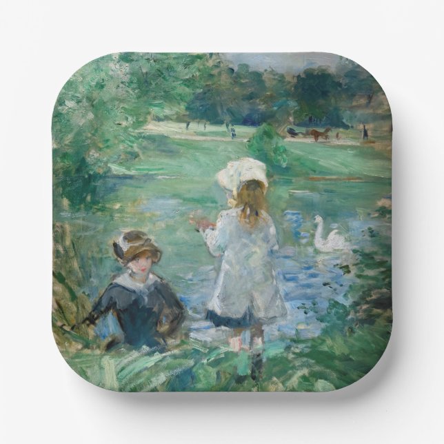 Plato De Papel Berthe Morisot - Junto a un lago (Anverso)