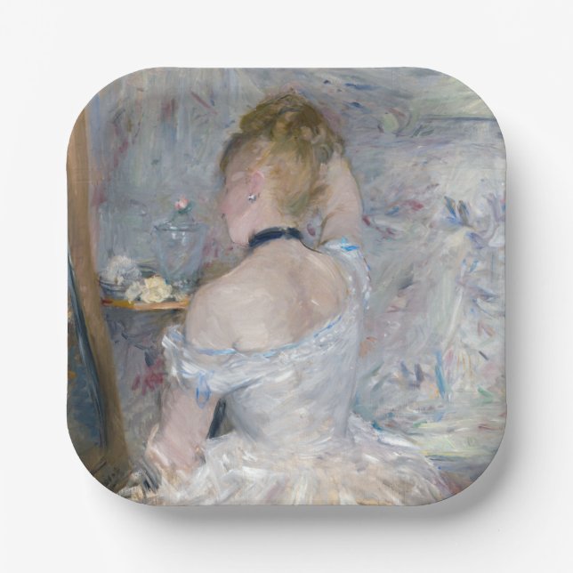 Plato De Papel Berthe Morisot - Mujer en su retrete (Anverso)