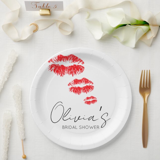 Plato De Papel Besa la despedida ducha de novia (Boda)