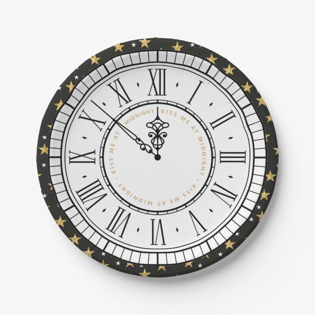 Plato De Papel Bésame a medianoche en la placa de papel reloj de  (Anverso)