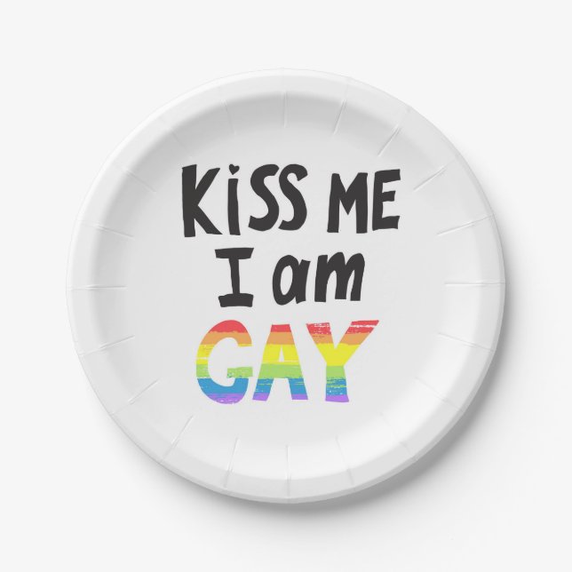 Plato De Papel Bésame, soy gay (Anverso)