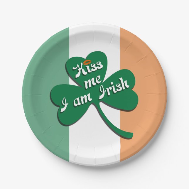 Plato De Papel Bésame soy irlandés (Anverso)