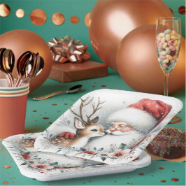 Plato De Papel Beso de renos de Santa María