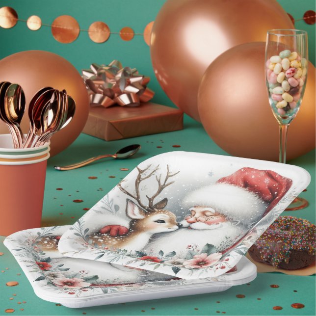 Plato De Papel Beso de renos de Santa María (Multi)