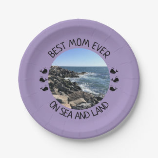 Plato De Papel Best Mom Ever Blue Ocean Photo