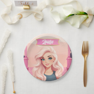 Plato De Papel Besties Pink Doll Girly Fiesta