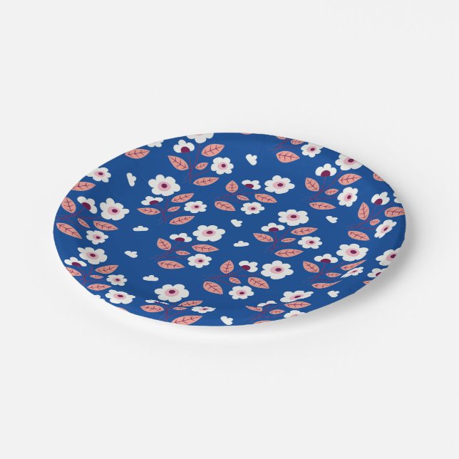 Plato De Papel Bestseller diseño azul floral para boda (Angular)