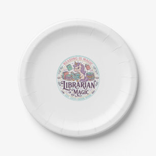 Plato De Papel Bibliotecario Unicornio de Magia Gráfico de Produc
