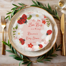 Plato De Papel Bicho de amor lindo ladybug bebé ducha monogramada