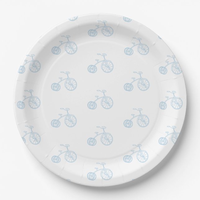 Plato De Papel Bicicleta azul (Anverso)
