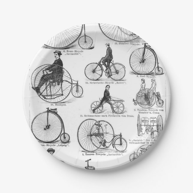 Plato De Papel Bicicleta de rueda alta Penny Farthing (Anverso)