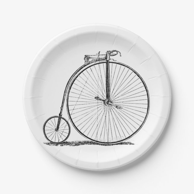 Plato De Papel Bicicleta de rueda alta Penny Farthing (Anverso)