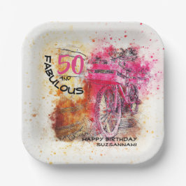 Plato De Papel Bicicleta Fun Personalizado Aged Birday Vintage Gi