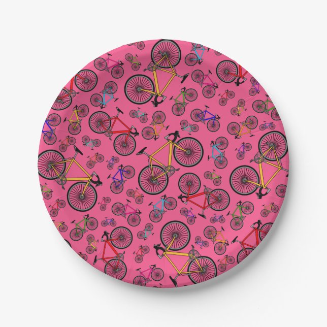 Plato De Papel Bicicletas rosas (Anverso)