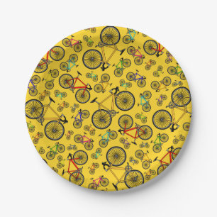 Plato De Papel Bicis amarillas del camino