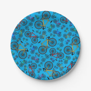 Plato De Papel Bicis del camino del azul de cielo