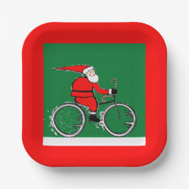 Plato De Papel Bicycle Cycling Christmas Holiday