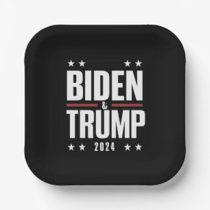 Plato De Papel Biden Trump 2024 Divertida Elección Presidencial V