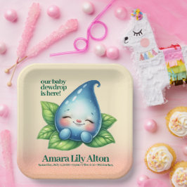 Plato De Papel Bienvenida a Baby Shower del bebé que duerme con c