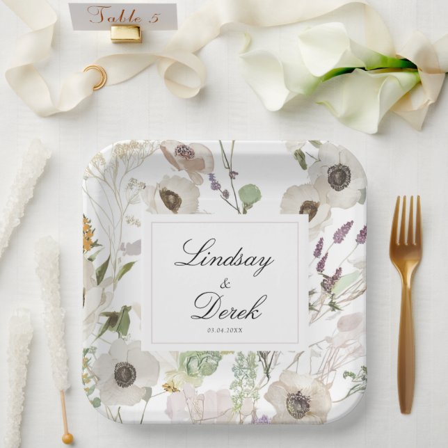 Plato De Papel Bienvenida a Boda de Primavera Moderna (Boda)