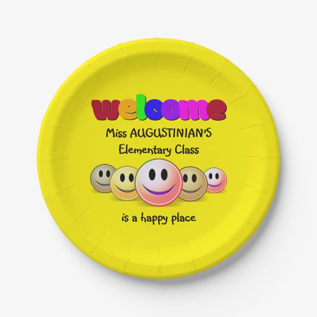 Plato De Papel Bienvenida a clase de profesores personalizados (Anverso)