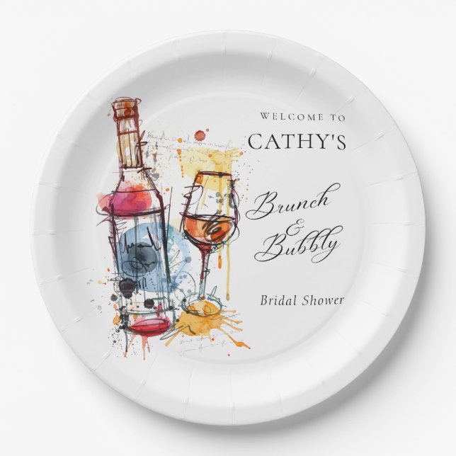 Plato De Papel Bienvenida a Desayuno y Burbujas para Despedida de (Anverso)