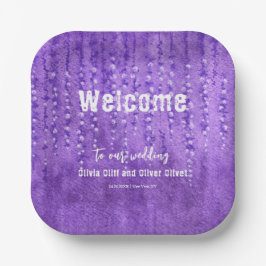 Plato De Papel Bienvenida a Lilac Lupines Boda