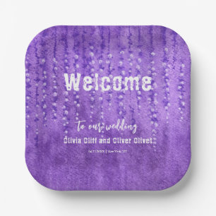 Plato De Papel Bienvenida a Lilac Lupines Boda