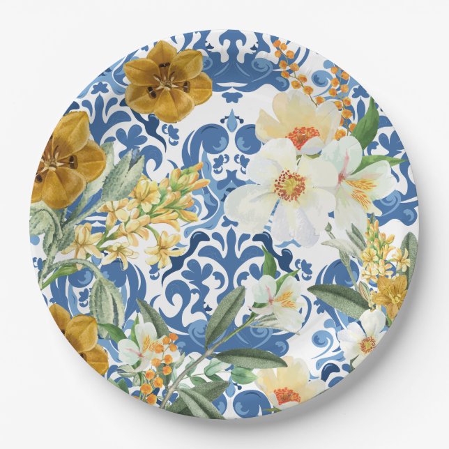 Plato De Papel Bienvenida a una ducha azul azul de la Marina (Anverso)