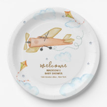 Bienvenida al baby shower del aviador vintage lind