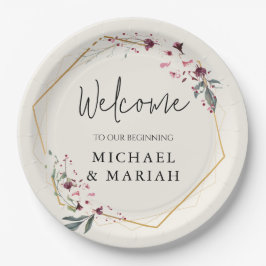 Plato De Papel Bienvenida Al Boda | Bienvenida a Boda Floral