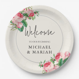 Plato De Papel Bienvenida Al Boda | Bienvenida a Boda Floral