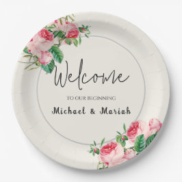 Plato De Papel Bienvenida Al Boda | Bienvenida a Boda Floral