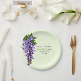 Plato De Papel Bienvenida Hermosa Wisteria Flores Nombre personal