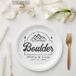 Plato De Papel Bienvenida Minimalista Boda de Boulder Colorado