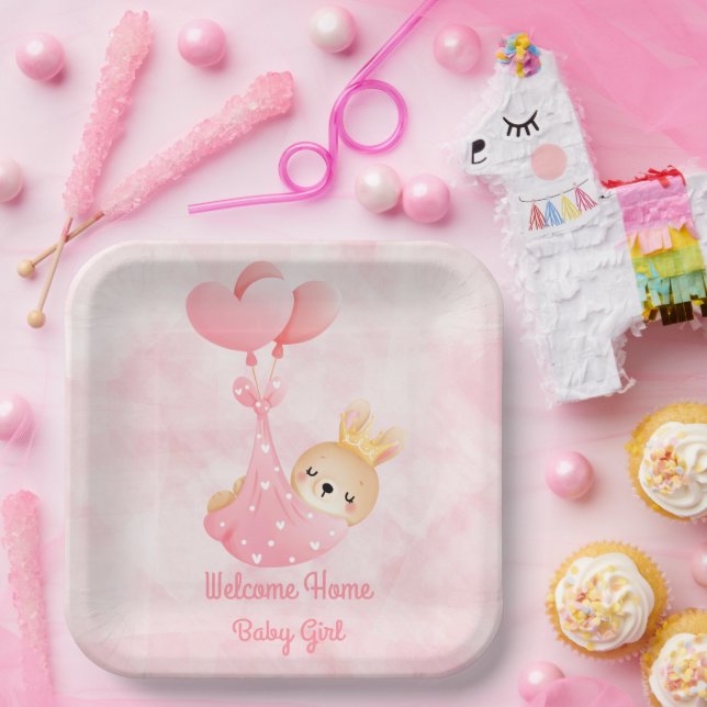 Plato De Papel Bienvenida Niña (Fiesta)