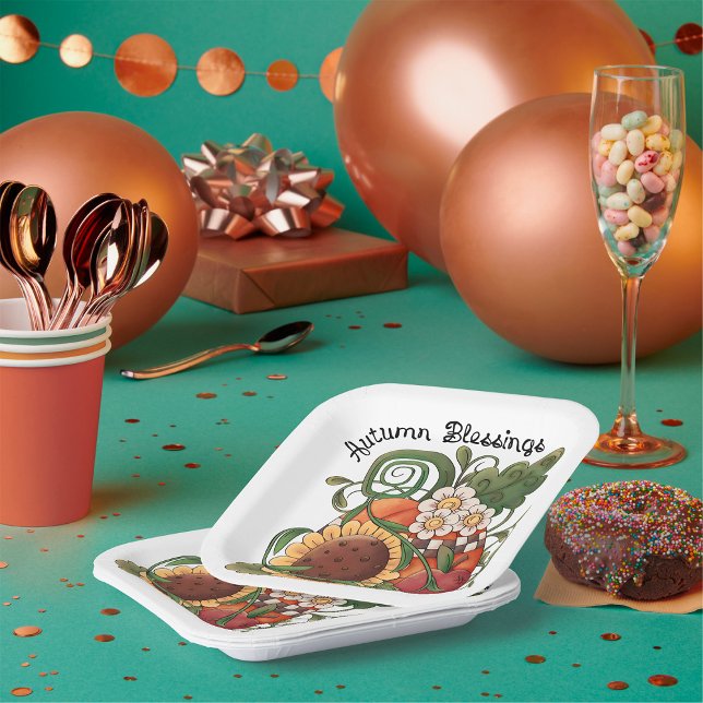 Plato De Papel Bienvenida otoño cosecha otoño (Subido por el creador)