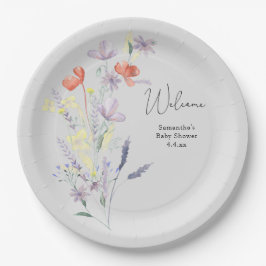 Plato De Papel Bienvenidas Flores Silvestres