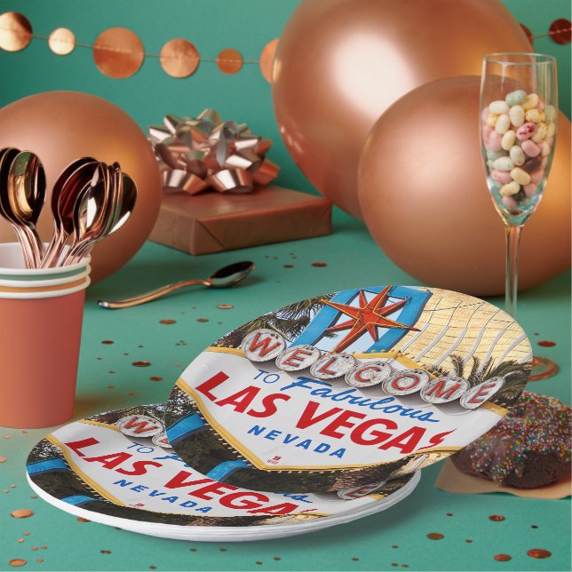 Plato De Papel Bienvenido a Las Vegas Paper & Fiesta Plates (Multi)