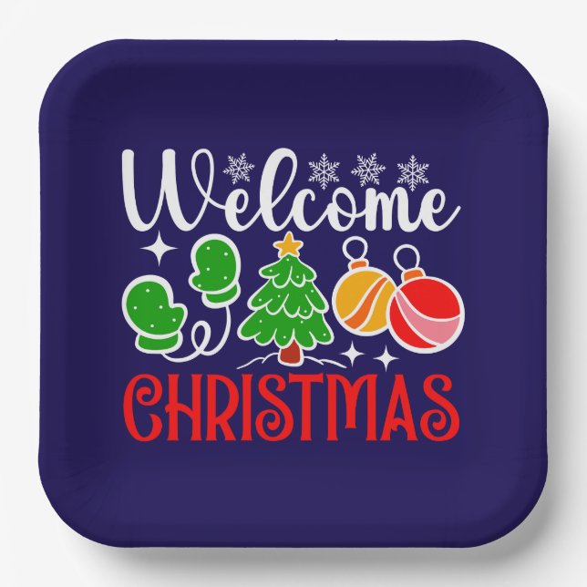 Plato De Papel Bienvenido Navidad-63758 (Anverso)