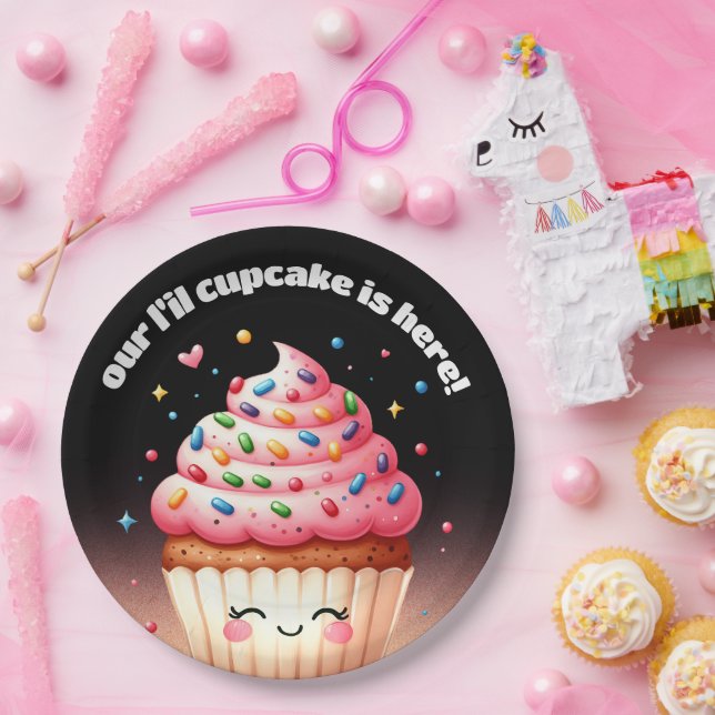 Plato De Papel Bienvenidos a Baby Shower a Cupcake Cute L'il (Fiesta)