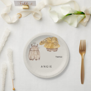 Plato De Papel Bienvenidos a Baby Shower en el Boho Twins