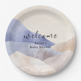 Plato De Papel Bienvenidos a Baby Shower Watercolor Mountain Mode