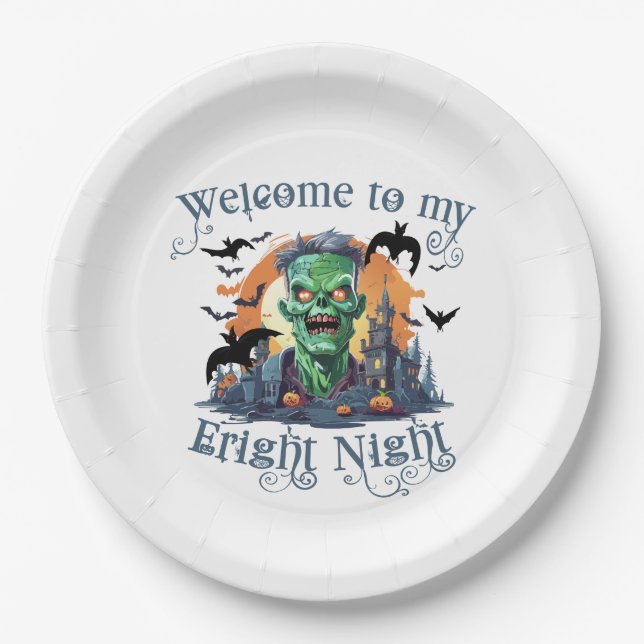 Plato De Papel Bienvenidos A Frankenstein A Mi Noche Fright (Anverso)