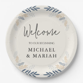 Plato De Papel Bienvenidos a la boda | Bienvenida de boda floral