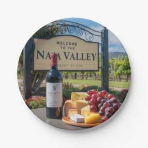 Plato De Papel Bienvenidos a la botella de vino de Napa Valley