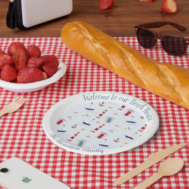 Plato De Papel Bienvenidos a la playa (Picnic)