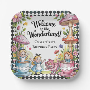 Plato De Papel Bienvenidos Al Fiesta De Nacimiento De Wonderland